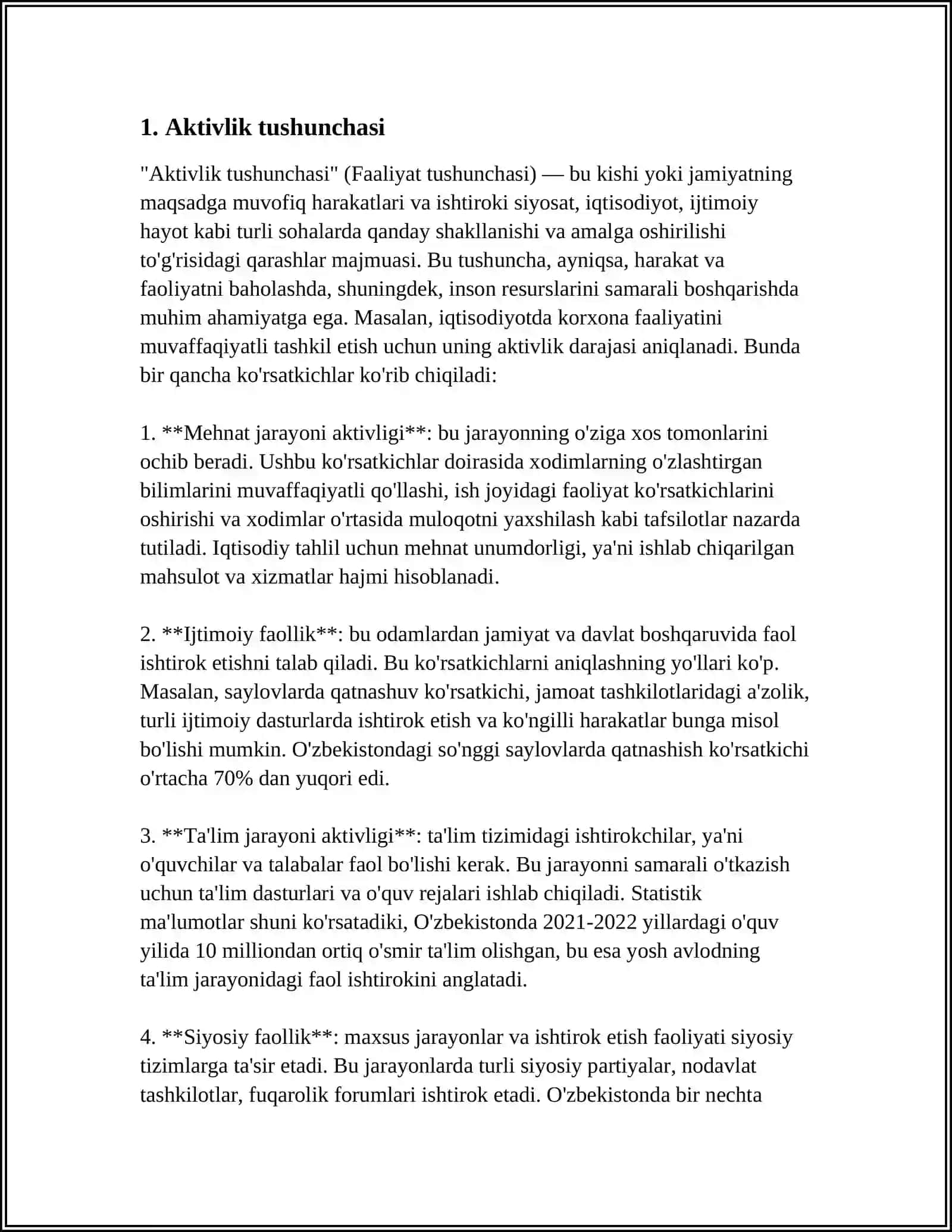 AKTIVLIK VA AKTIVLIK KOEFFITSIYENTI 3