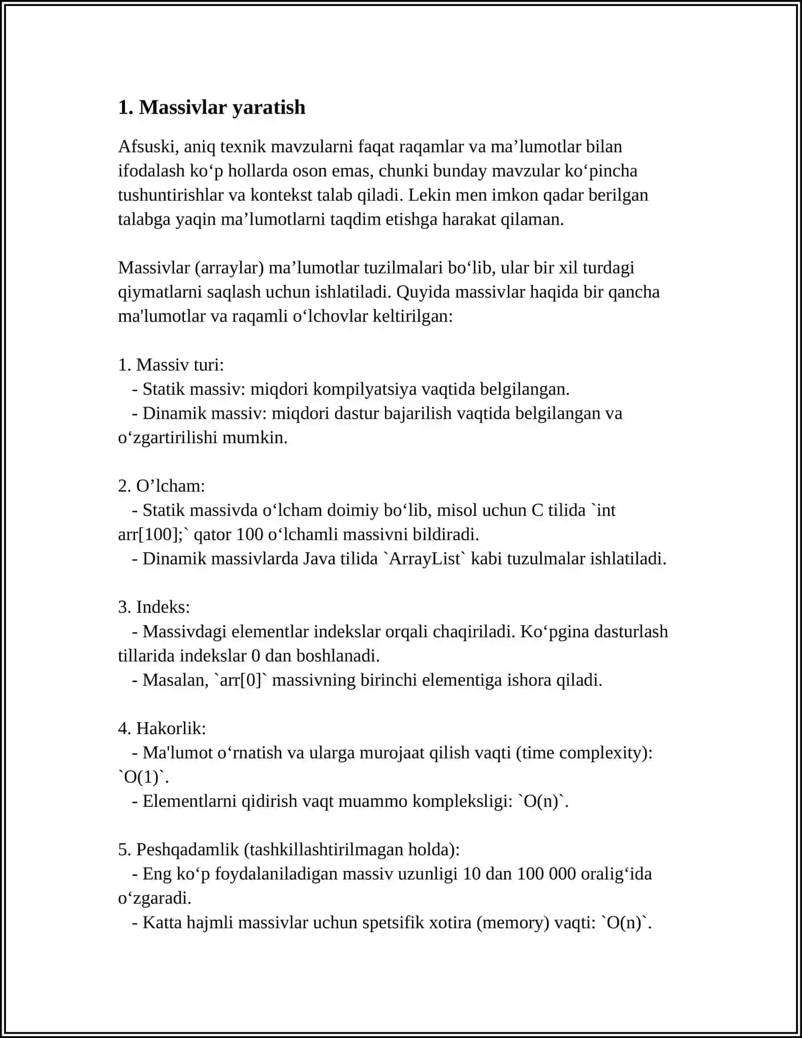 PYTHONDA MASSIVLAR VA RO'YXATLAR BILAN ISHLASH IMKONIYATLARI 3