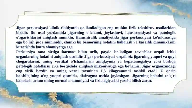 Mavzu:Jigar  perkuSsiyasidagi  norma patalogiyasi 3