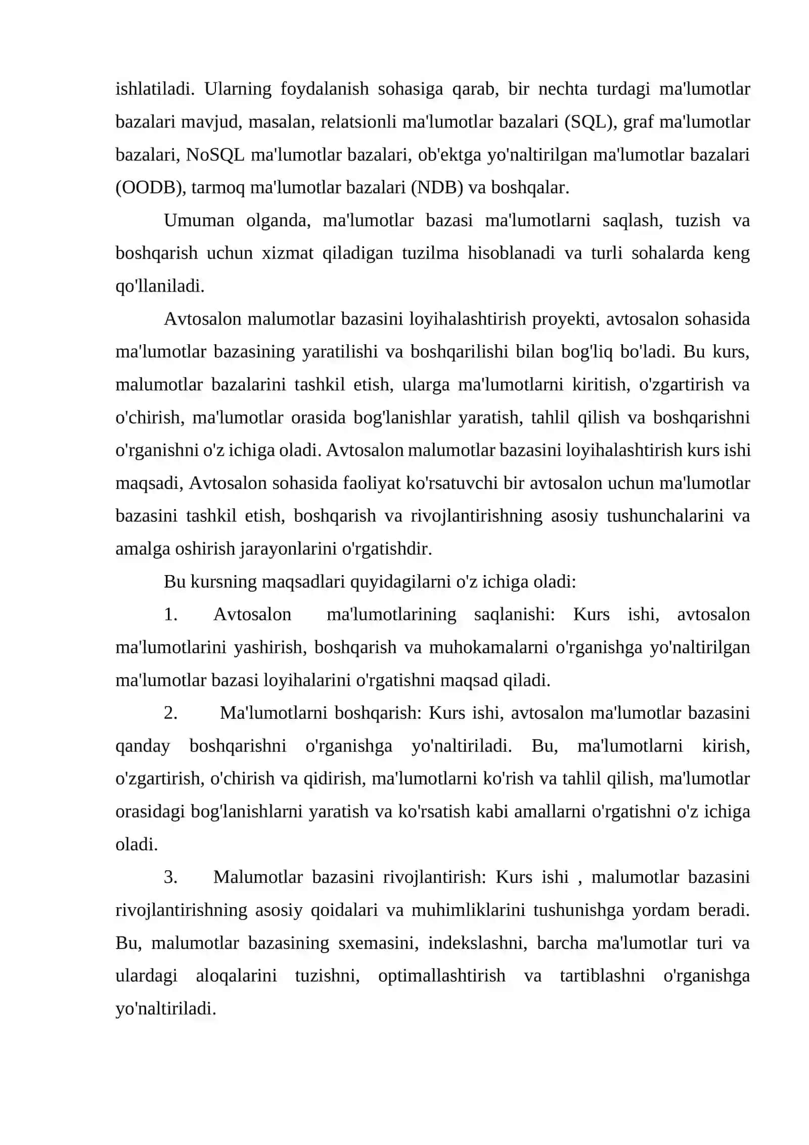 AVTOSALON MA’LUMOTLAR BAZASINI LOYIHALASHTIRISH VA ISHLAB CHIQISH 3