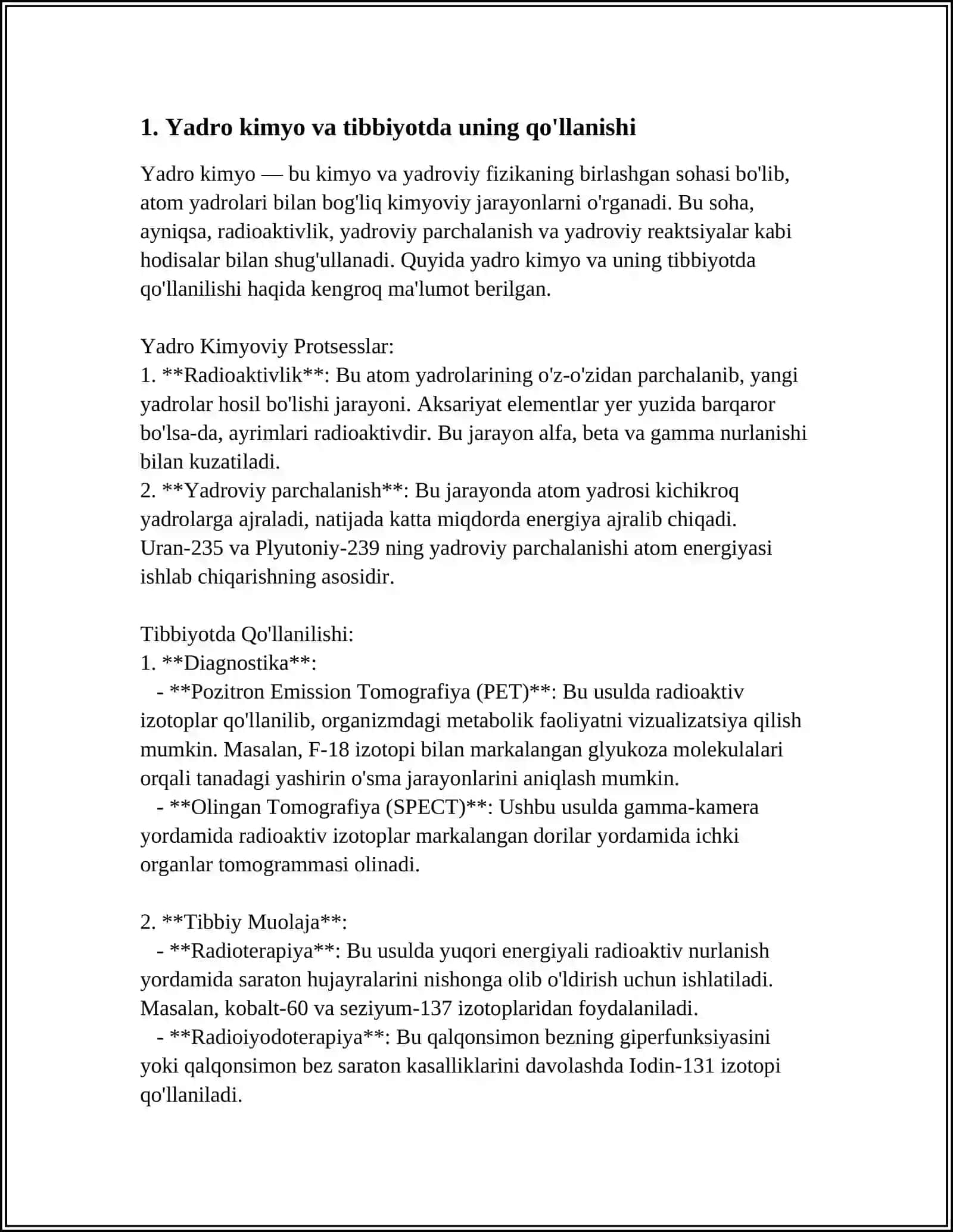 Yadro kimyonning tibbiyotdagi o'rni 3