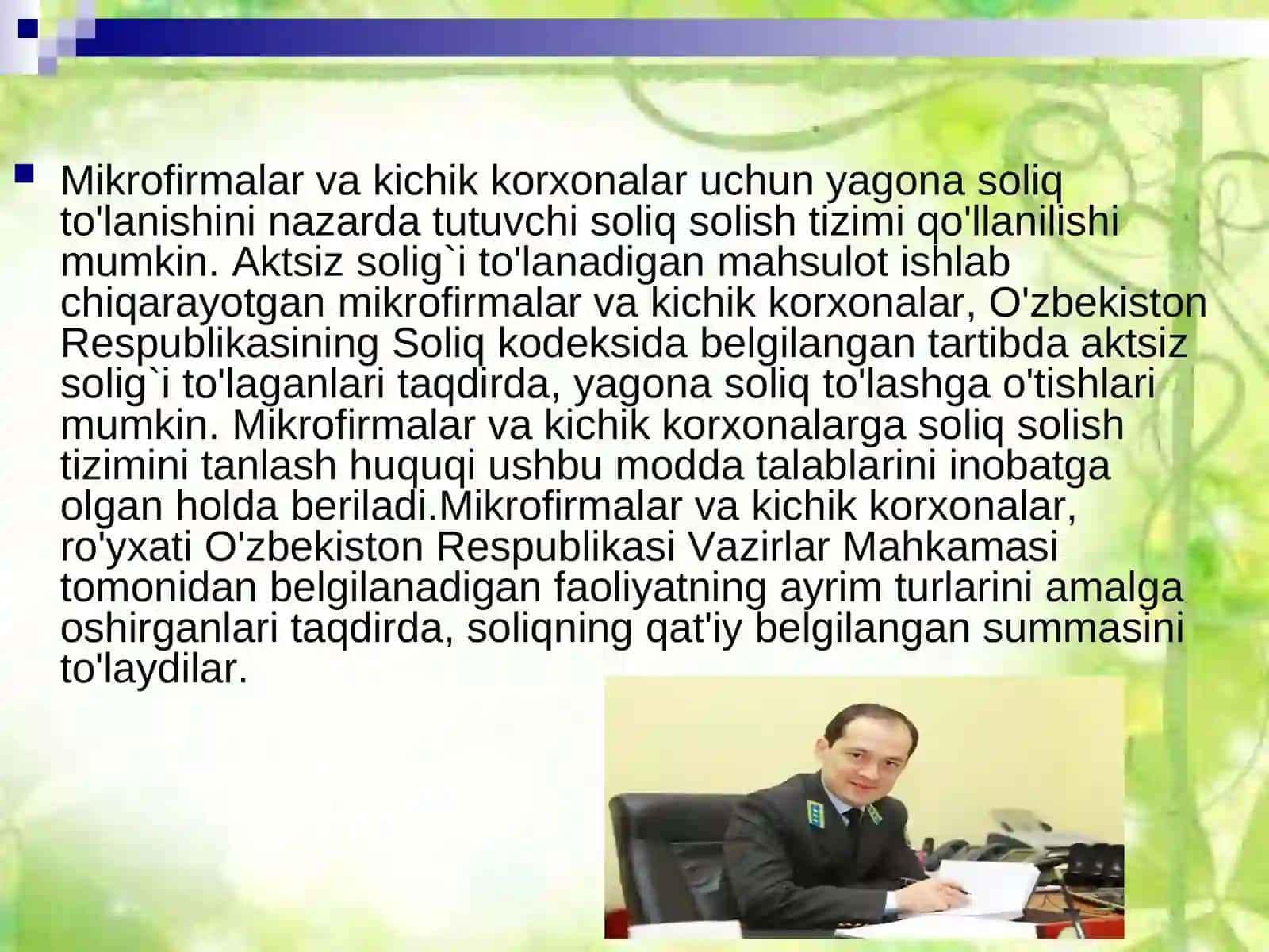 Tadbirkorlik faoliyatidan olinadigan daromadlarni soliqqa tortish xususiyatlari 3