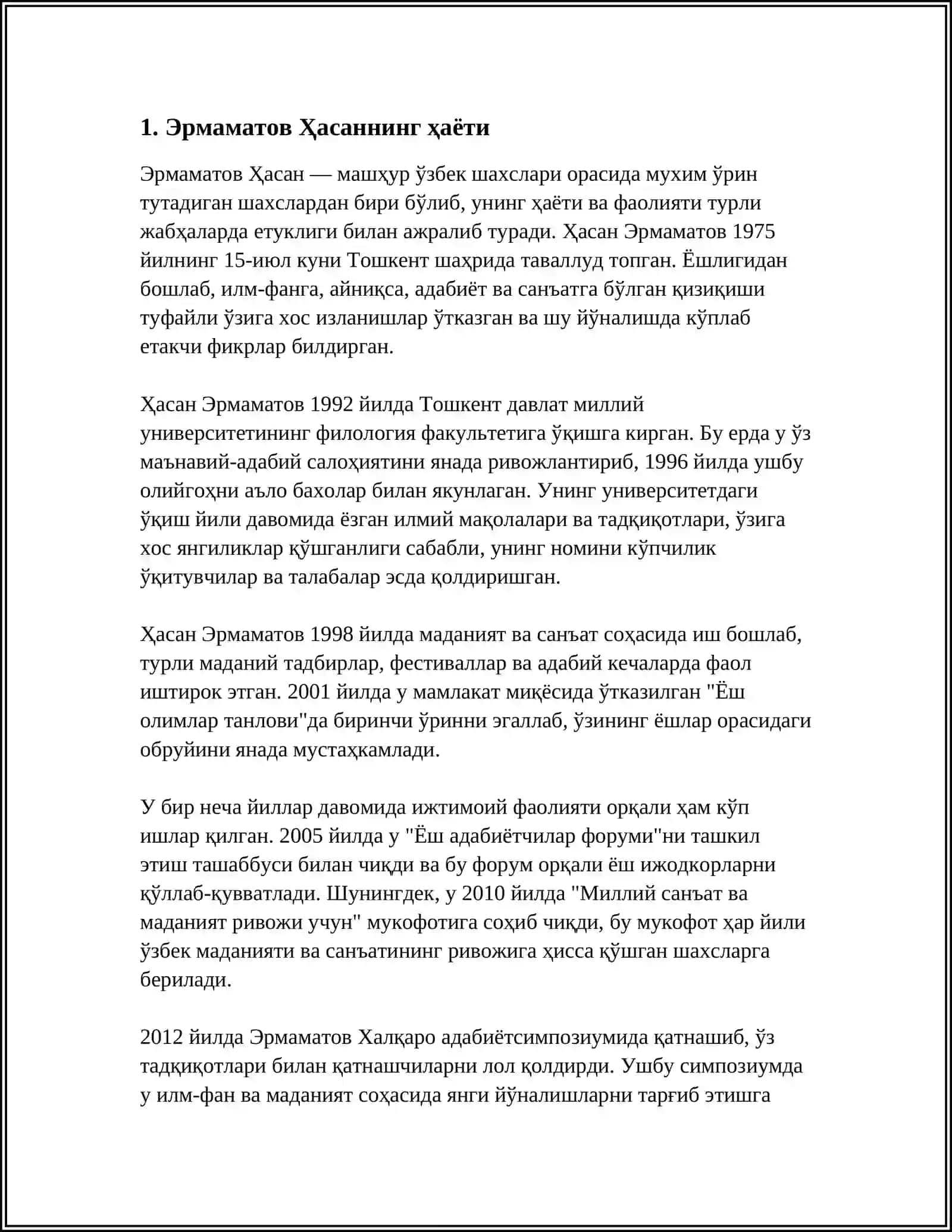 Mustaqil ish: Ermamatov Hasanning hayoti va ijodi 3