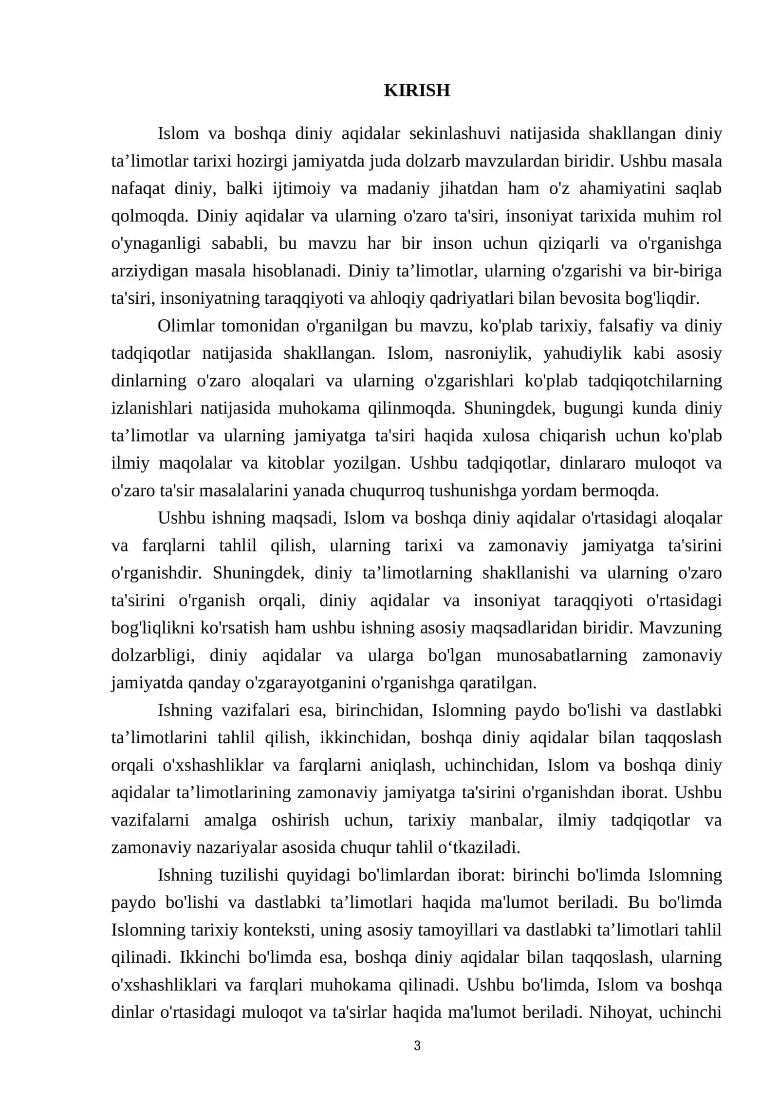 Islom va boshqa diniy aqidalar sekinlashuvi natijasida shakllangan diniy taʼlimotlar tarixi 3