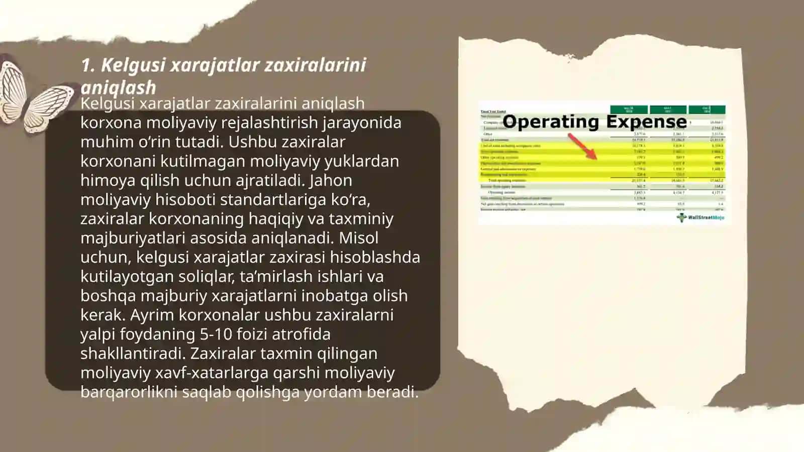 Kelgusi xarajatlar zaxiralarini hisobga olish 3
