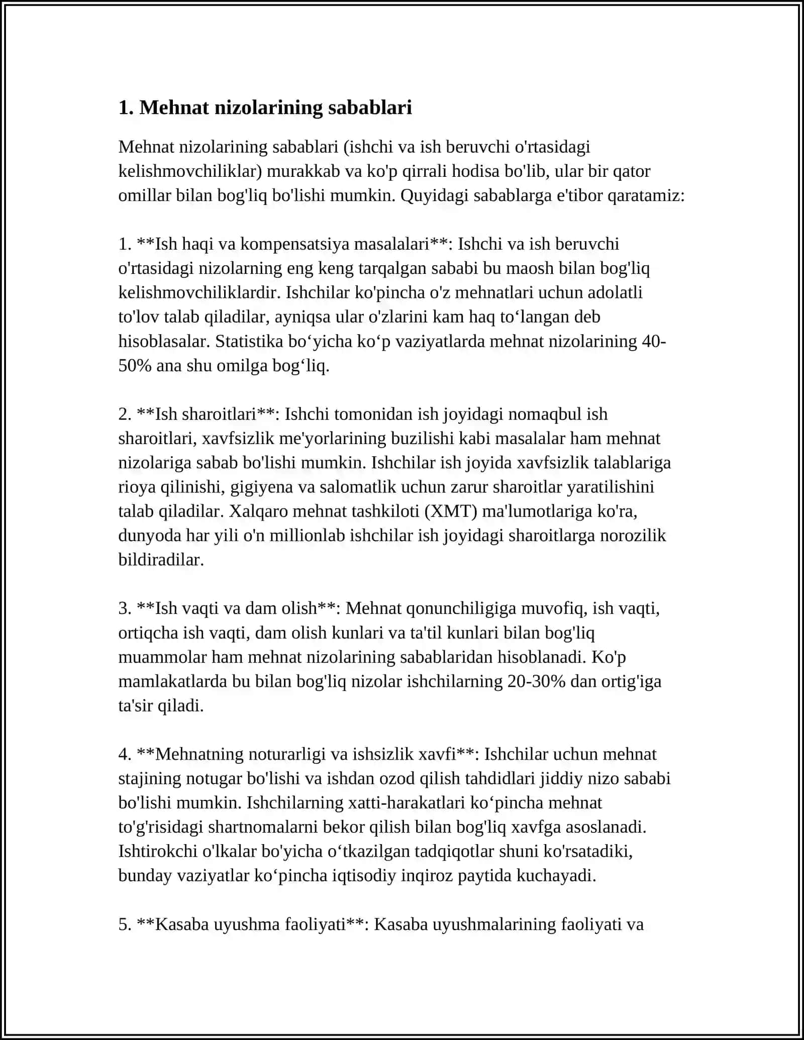 MEHNAT NIZOLARI VA ULARNI HAL QILISH 3