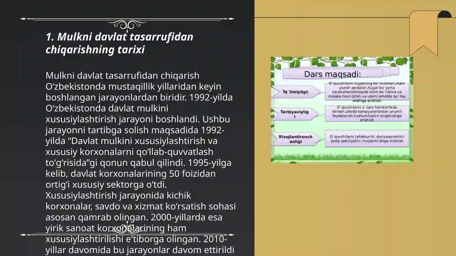 Mulkni davlat tasarrufidan chiqarish va xususiylashtirish 3