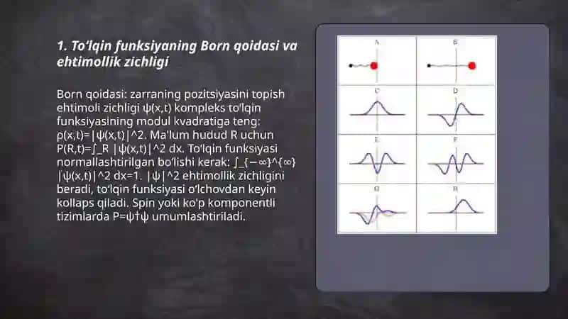 Toʻlqin funksiyaning statistik talqinini tushuntiring 3