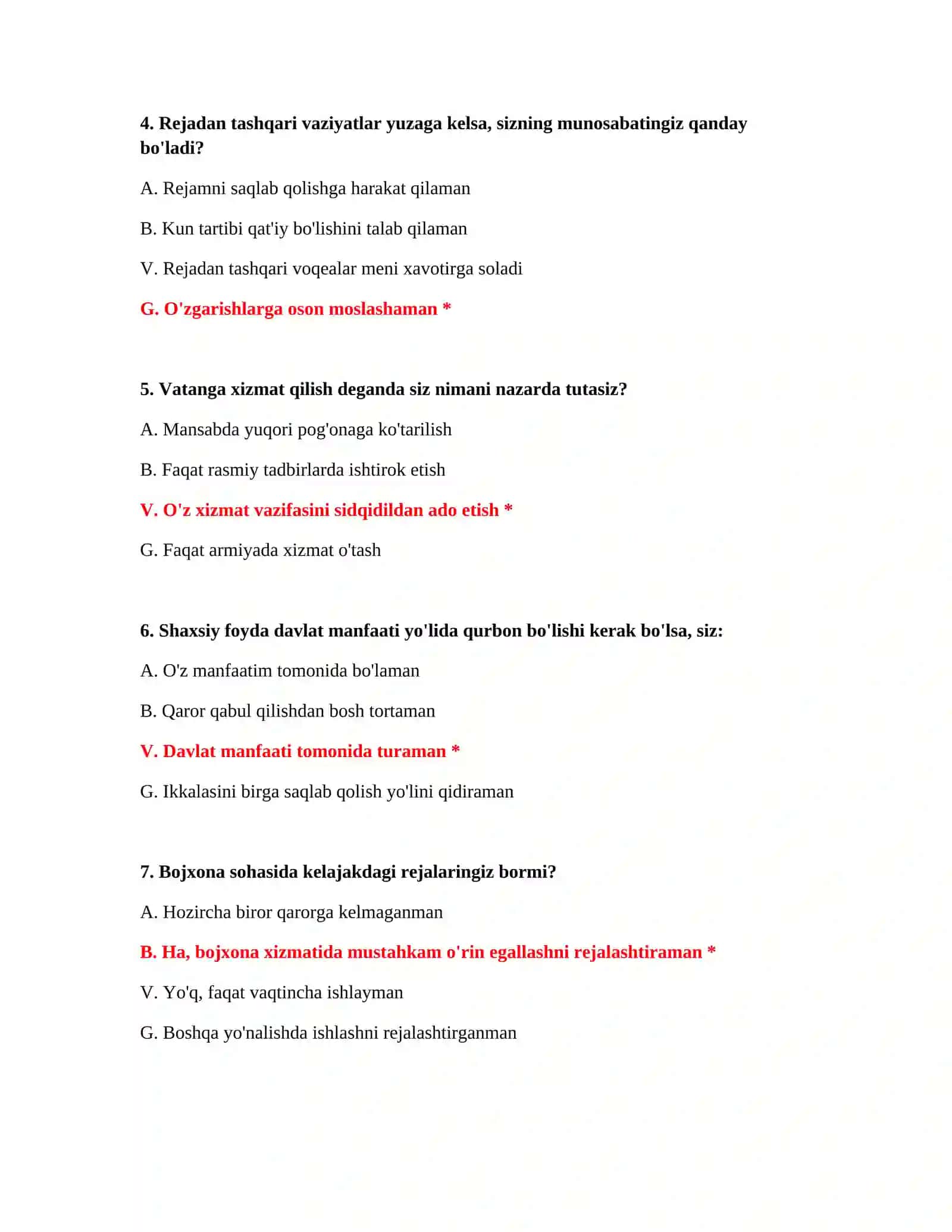 Bojxona akademiyasi test Word 3