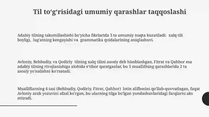 Avliyoyi, Behbudiy, Qodiriy, Fitrat va Qahhorning tilga oid asosiy qarashlari 3