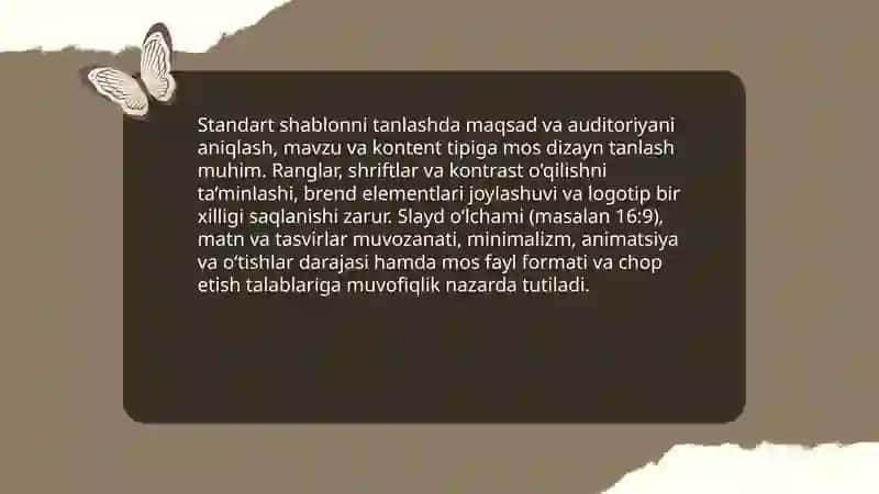 Standart shablonlar asosida taqdimotlarni yaratish 3
