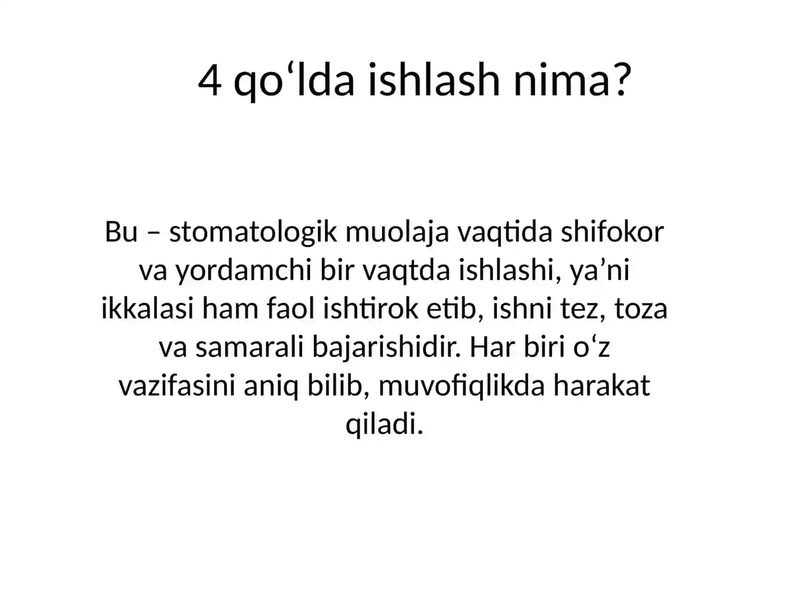 № 154 qo‘lda ishлаш(assistent bilan). Tish yordamchisining ish joyi. Uning vazifalari 3
