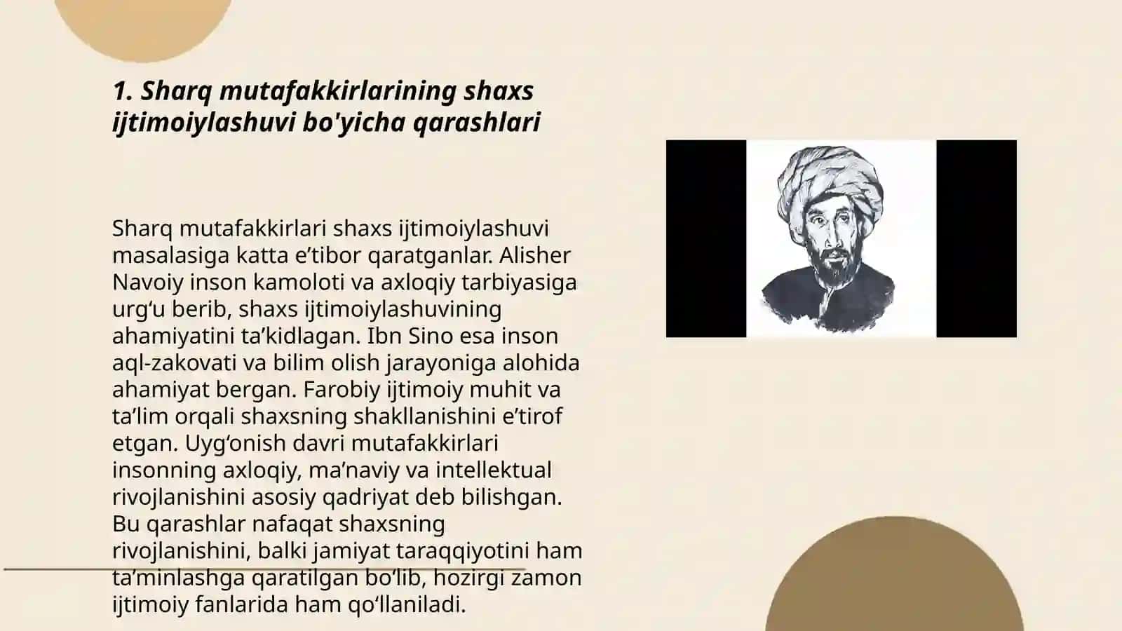 Sharq mutaffakirlari asarlarida shaxs ijtimoiylashuvi masalalarini yoritilishi Abdug’ofurova Muyassar 3