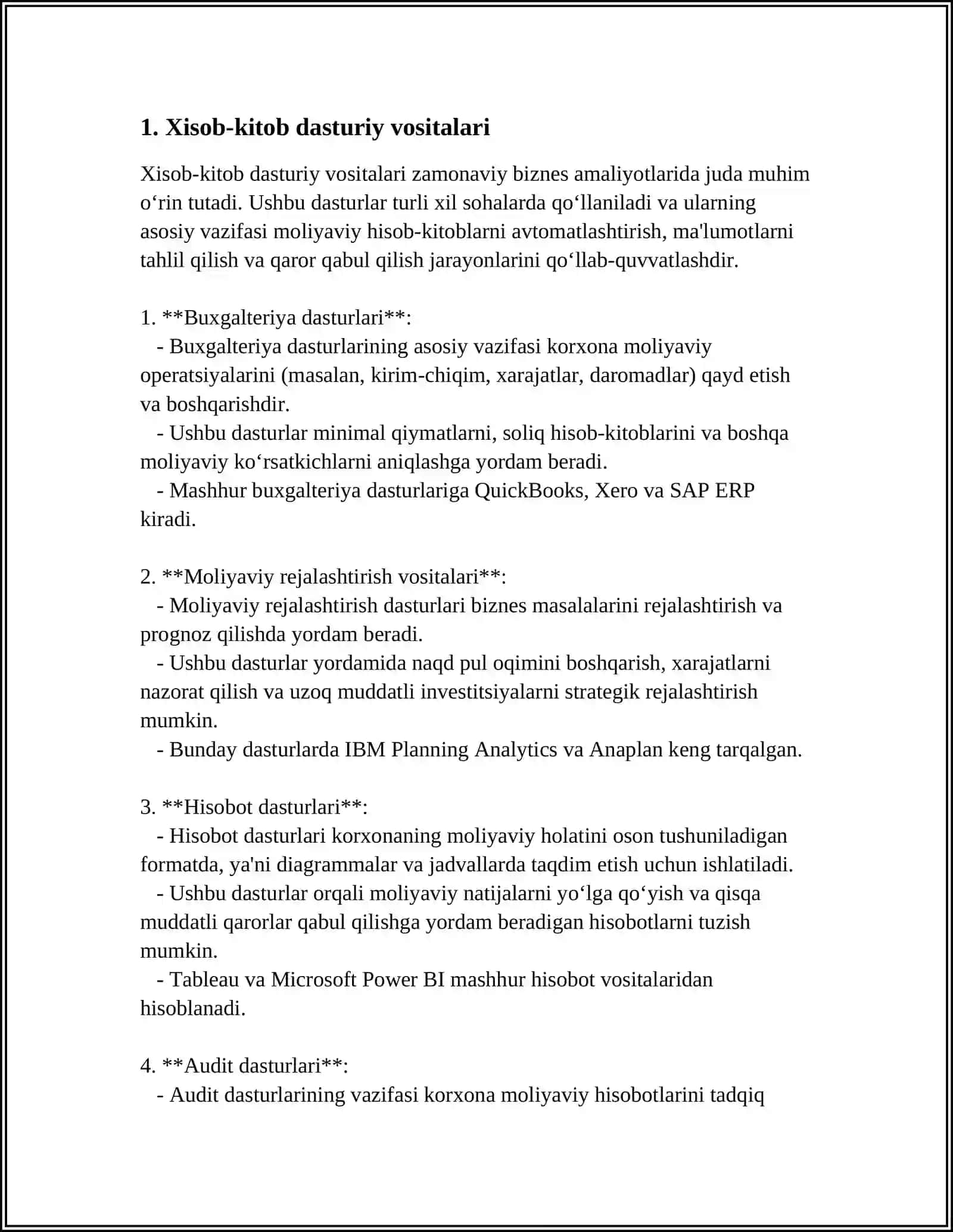 MOLIYAVIY AMALIYOTDA QO'LLANILADIGAN ASOSIY DASTURIY PLATFORMALAR VA ULARNING RAQAMLASHTIRISH TRANSFORMATSIYASI 3