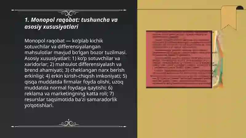 Monopol raqobat va bozor samaradorligi 3