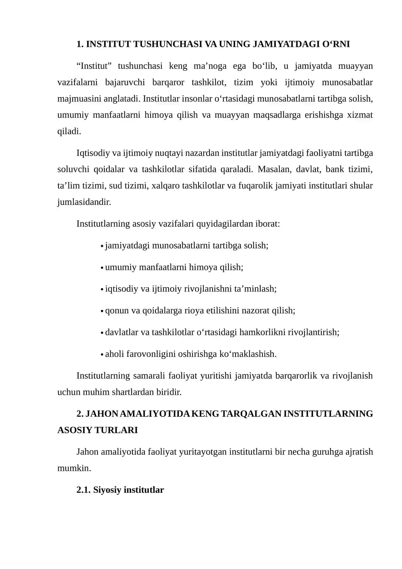 JAHON AMALIYOTIDA KENG TARQALGAN INSTITUTLAR FAOLIYATINI O‘RGANISH 3