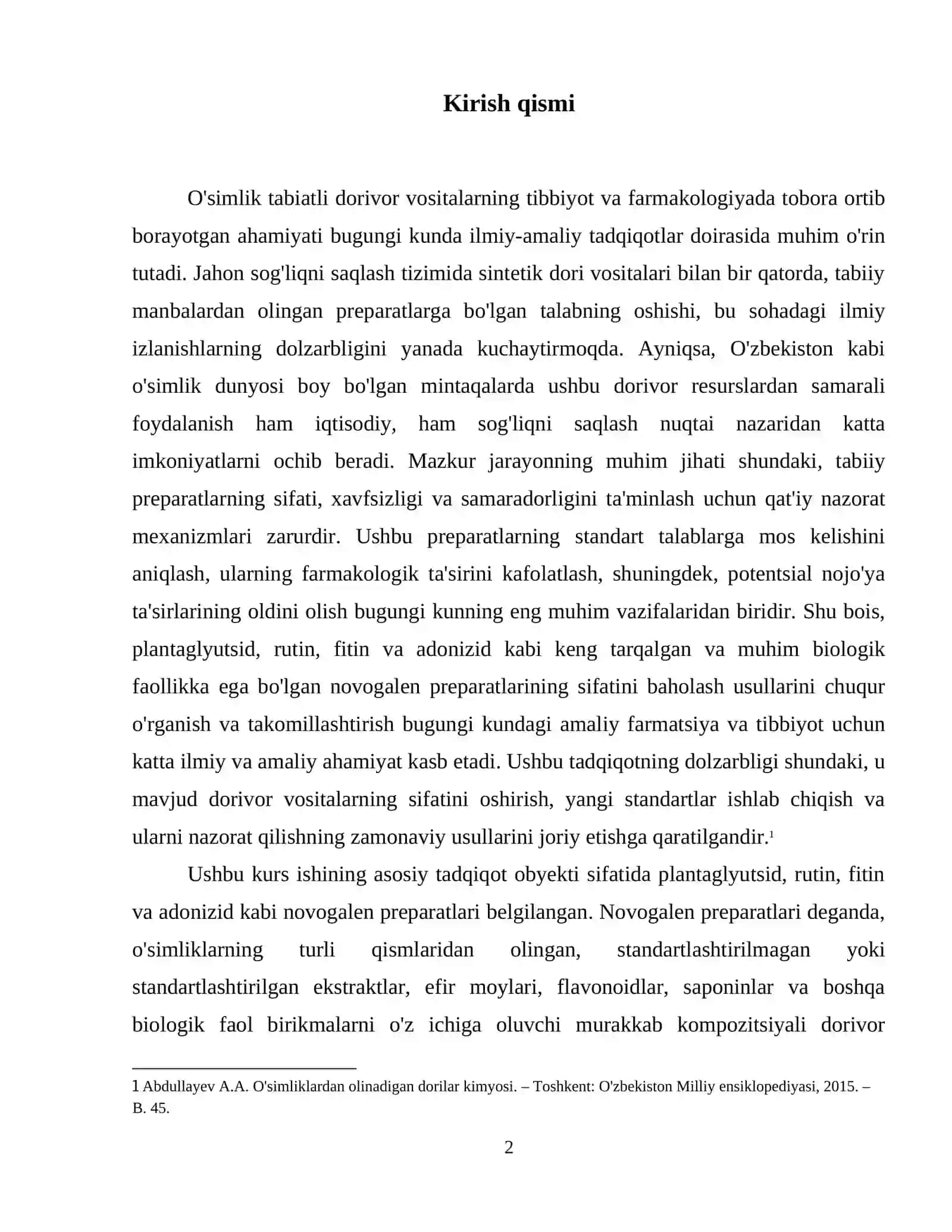 Plantaglyutsid, rutin, fitin va adonizid novogalen preparatlarini sifatini baholash. 3