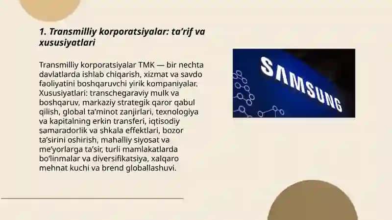 Transmilliy korporatsiyalar: taʼrif va xususiyatlari 3