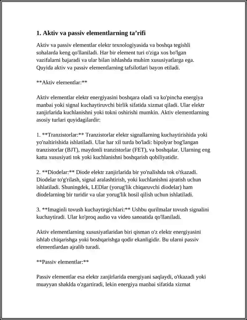 ELEKTR ZANJIRNING AKTIV VA PASSIV ELEMENTLARI 3