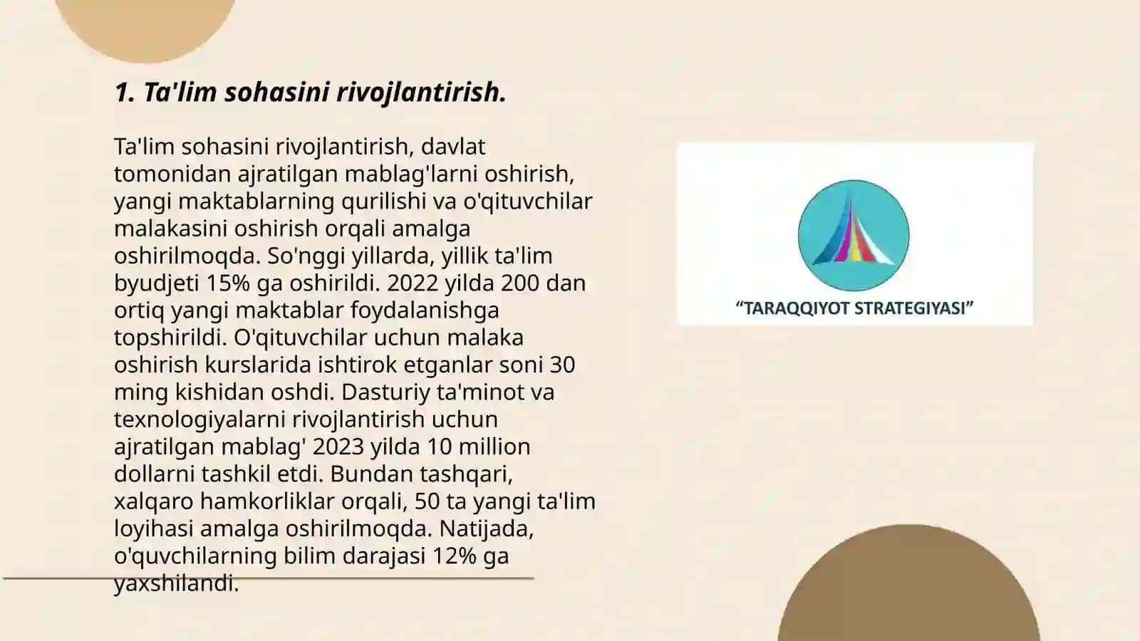 Ta'lim sohasini rivojlantirish 3