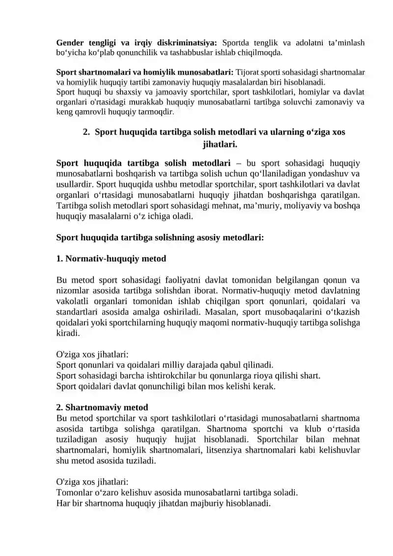 Sport huquqi tushunchasi, shakllanishi, manbalari va tizimi 3