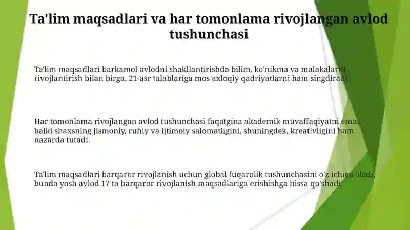 Barkamol avlod tarbiyasida o'qituvchining tarbiyaviy maqsadi 3