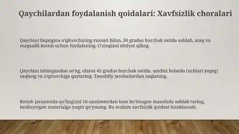 Qaychi bilan ishlash qoidalari 3
