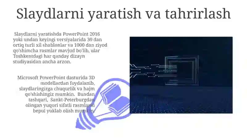 PowerPoint ish oynasi va imkoniyatlari 3