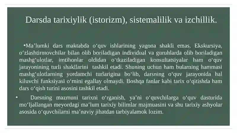 Tarix darslari, uningxillari va tuzilishi 3