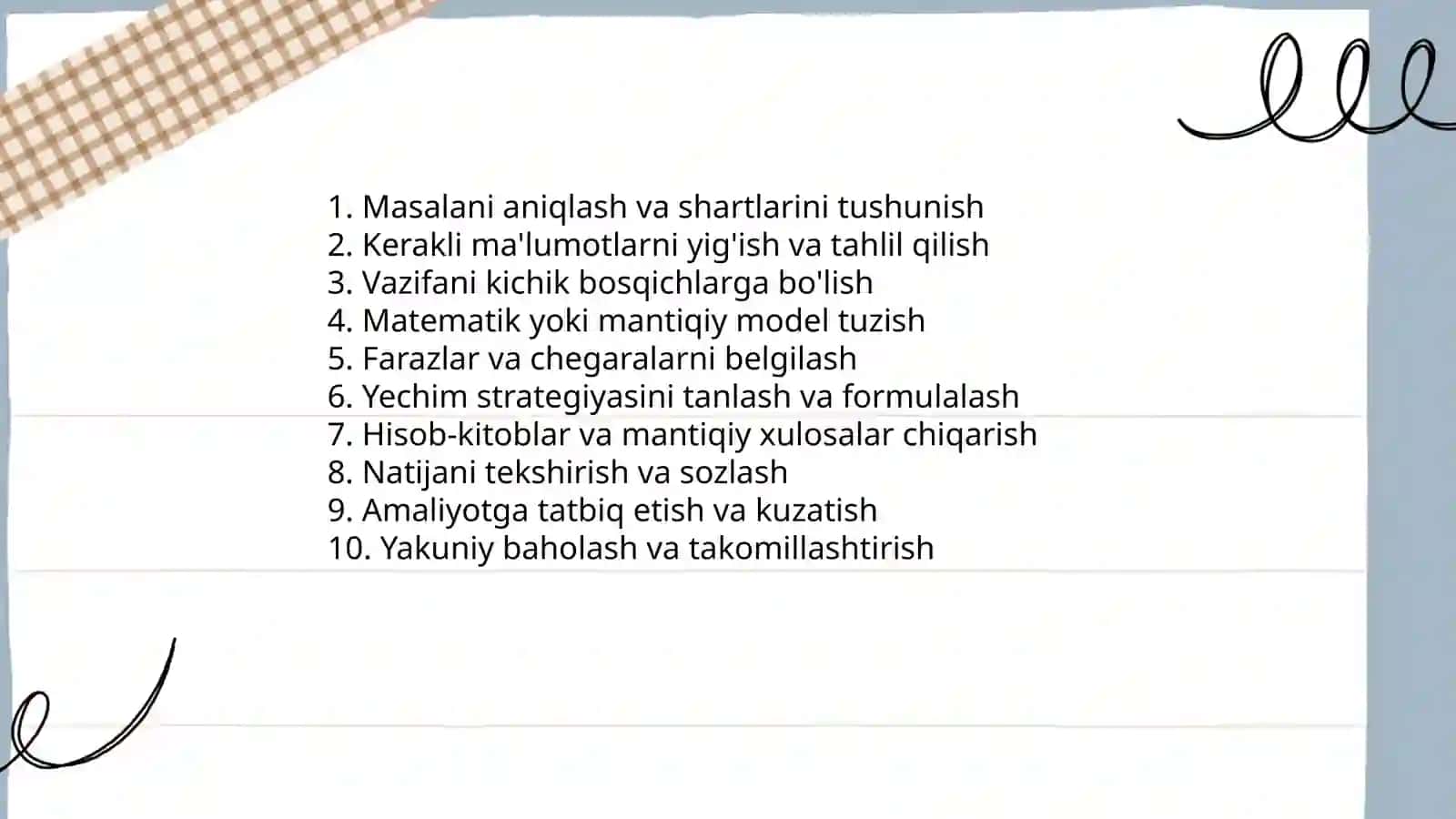 Amaliy masalalarni mantiqiy yo'l bilan yechish 3
