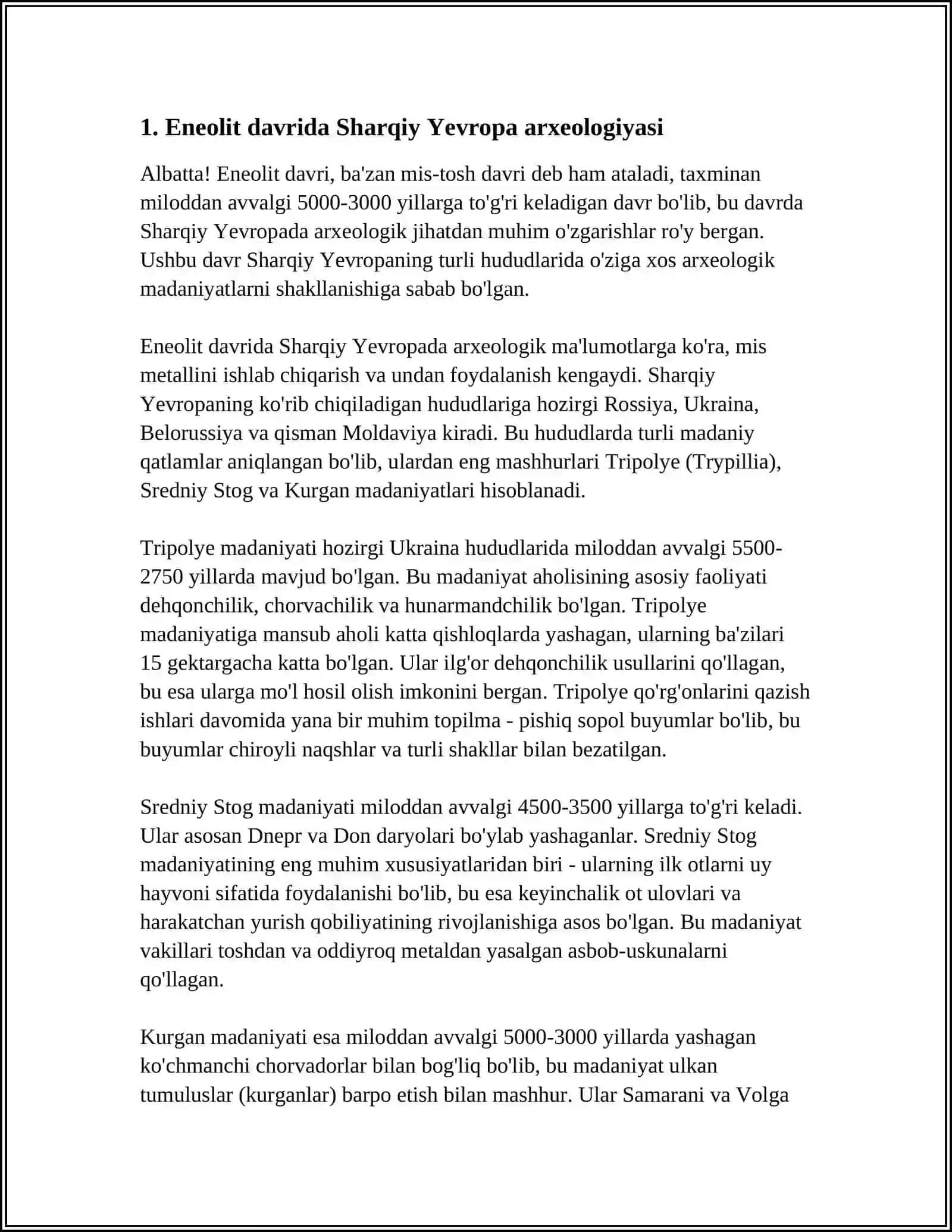 SHARQIY YEVROPANING ENEOLIT-BRONZA DAVRIDA ARXEOLOGIYASI 3