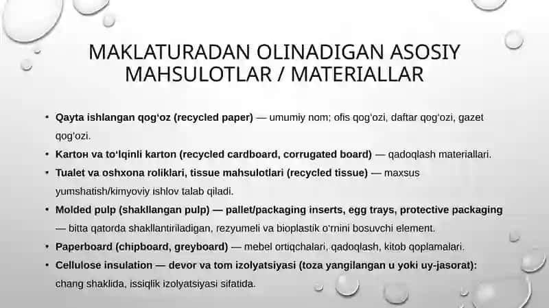 Maklatura asosida olinadigan olinadigan materiallar. 3