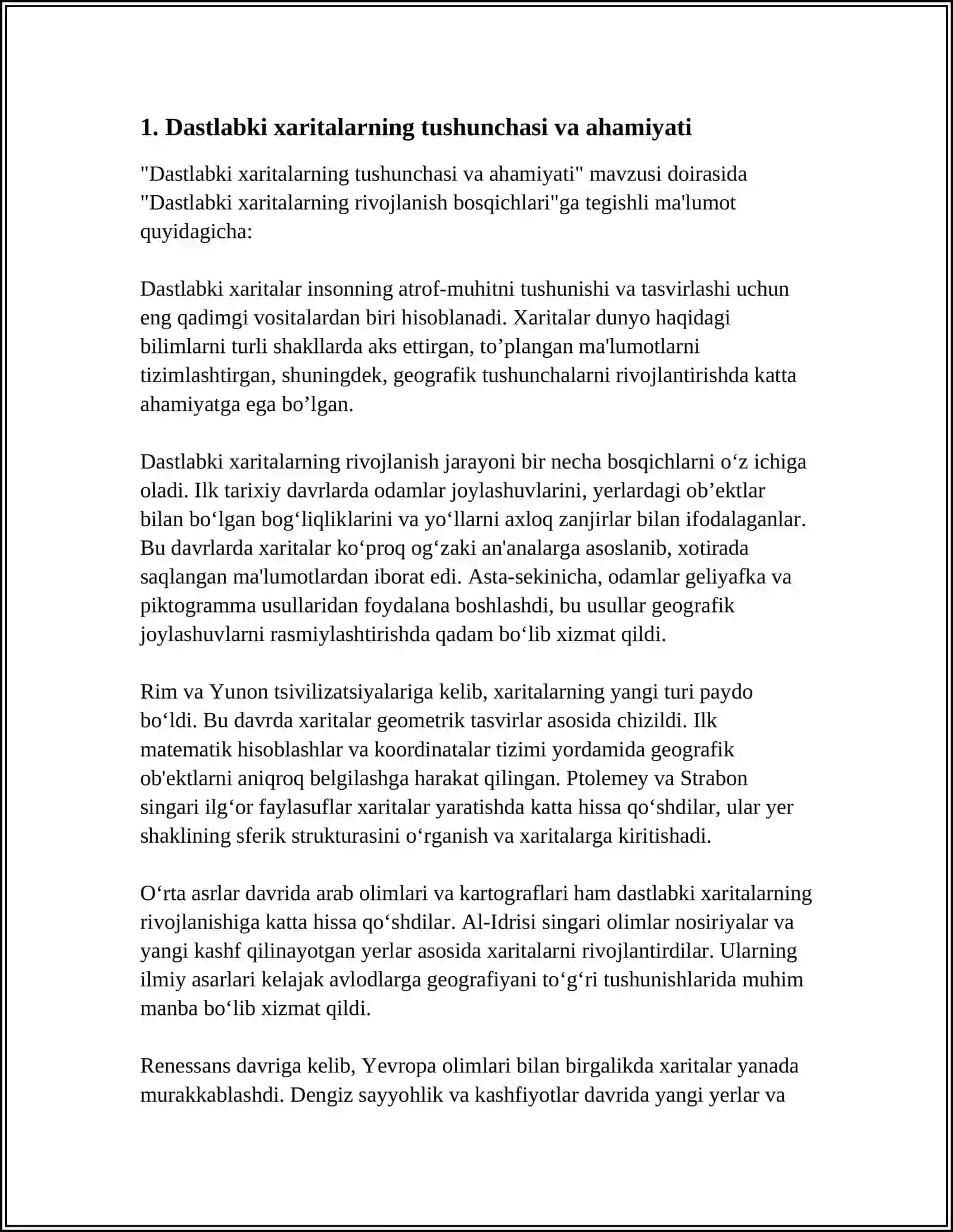 DASTLABKI XARITALARNING RIVOJLANISH BOSQICHLARI 3