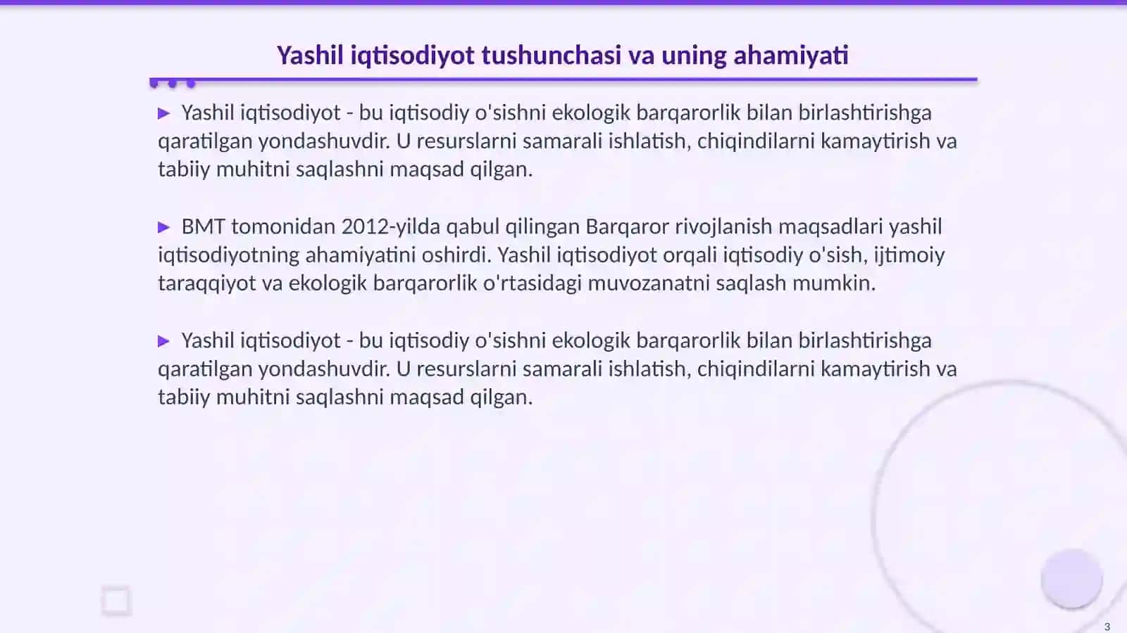 Yashil iqtisodiyotning o'zgaruvchan ahamiyati 3