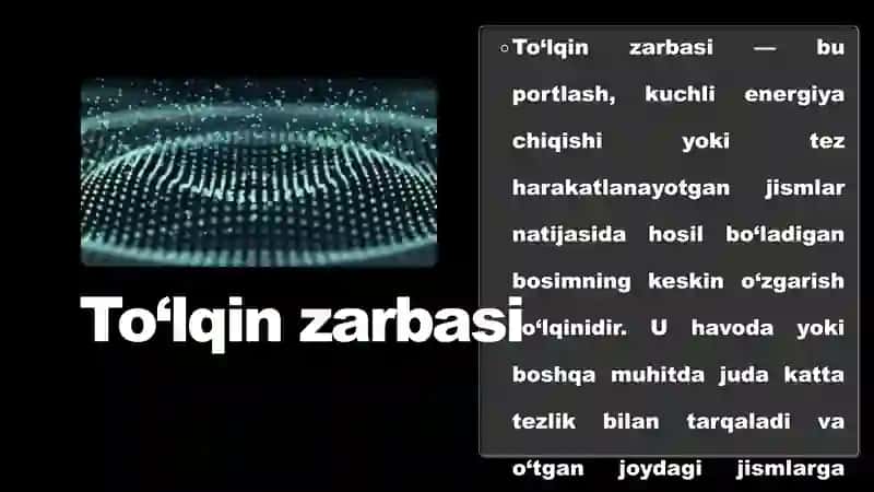 To'lqin zarbi. Jabrlanish zonalari tavsifi. Yorug'lik ajralishi. O'tuvchi nurlar 3