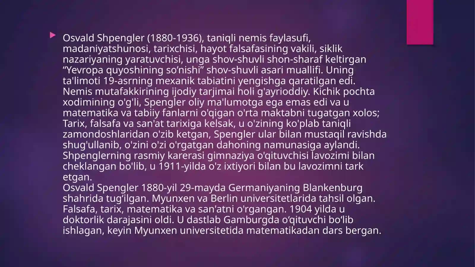 Osvald Shpenglerning “Yevropa quyoshining so'nishi” asari 3