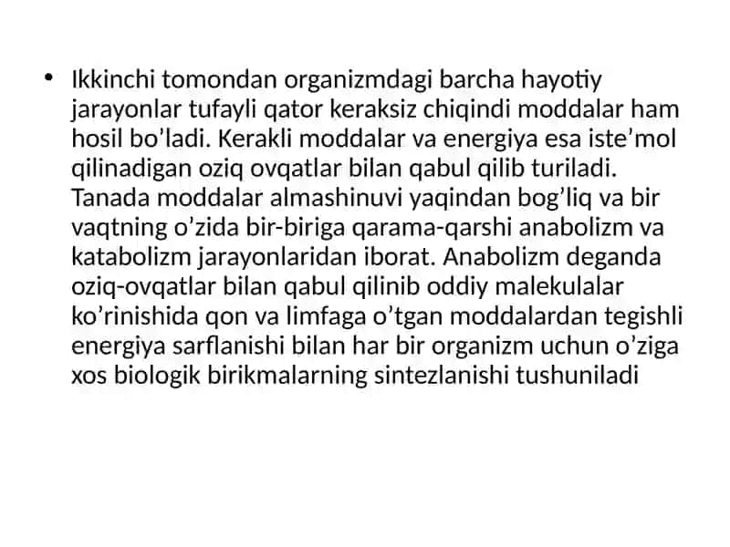 Maruza-8: Moddava energetika almashinu fizioligiyasi 3