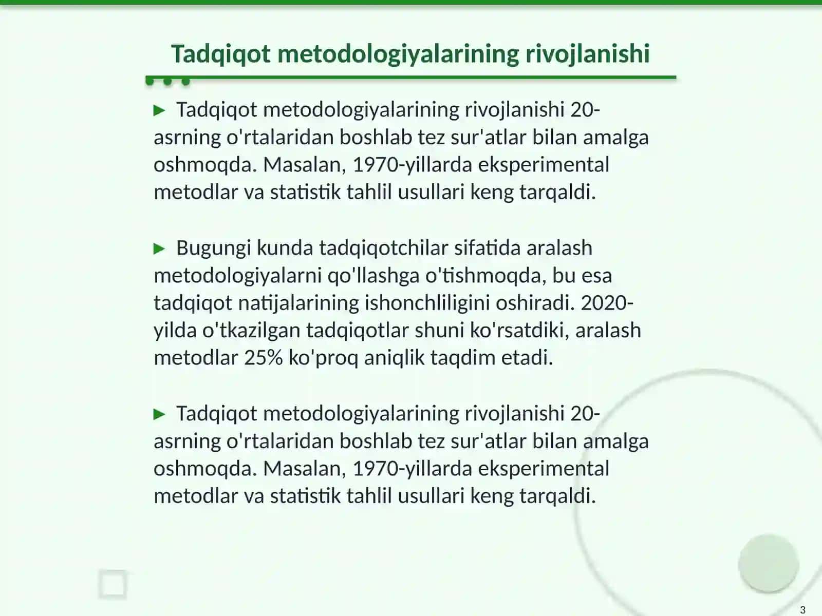 Tadqiqot olib borishning zamonaviy usullari 3