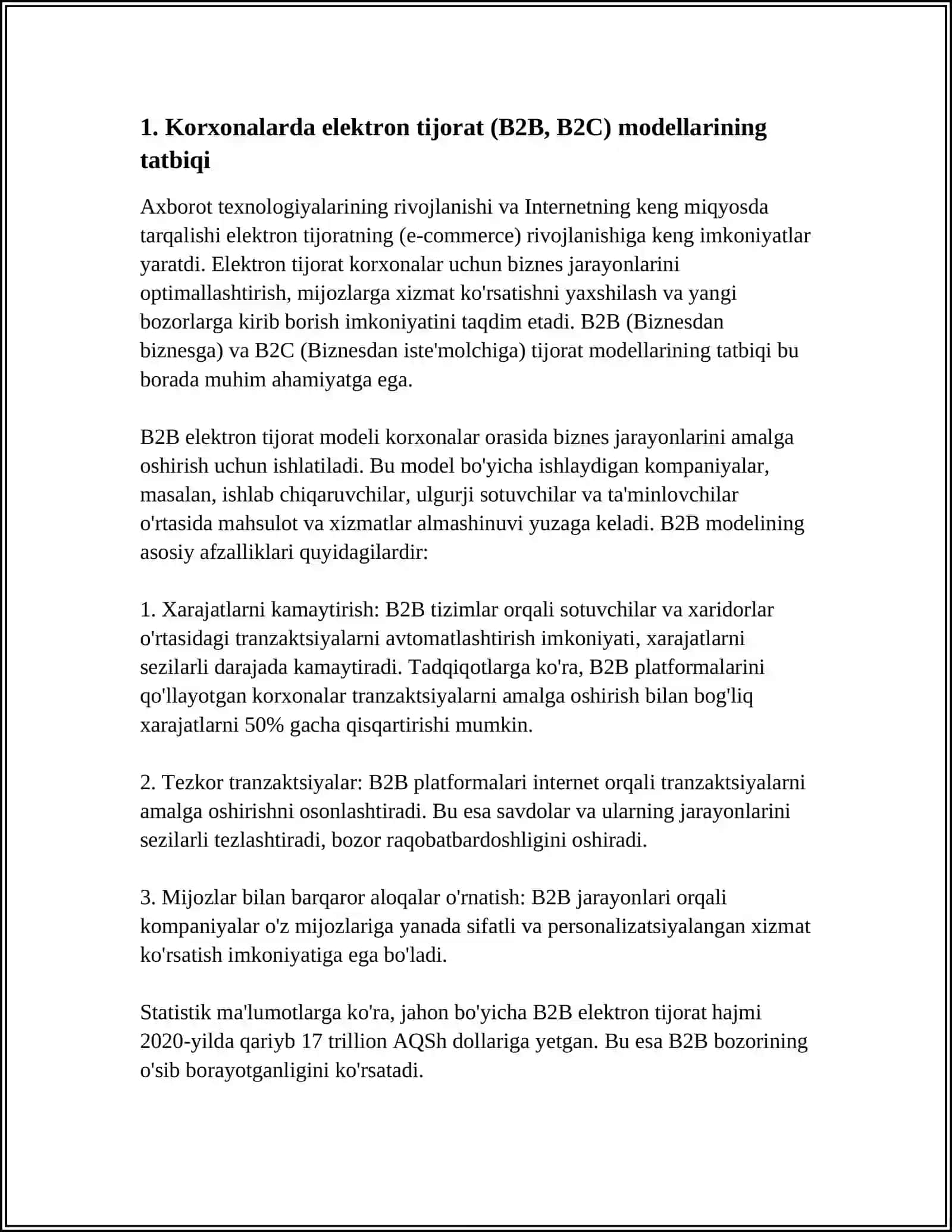 KORXONALAR FAOLIYATIDA ELEKTRON BIZNESDAN FOYDALANISH 3
