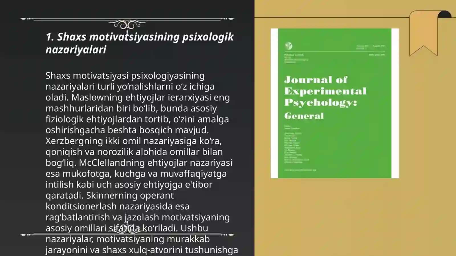 Shaxs motivatsiyasi eksperimental psixologiyada tadqiq etish 3