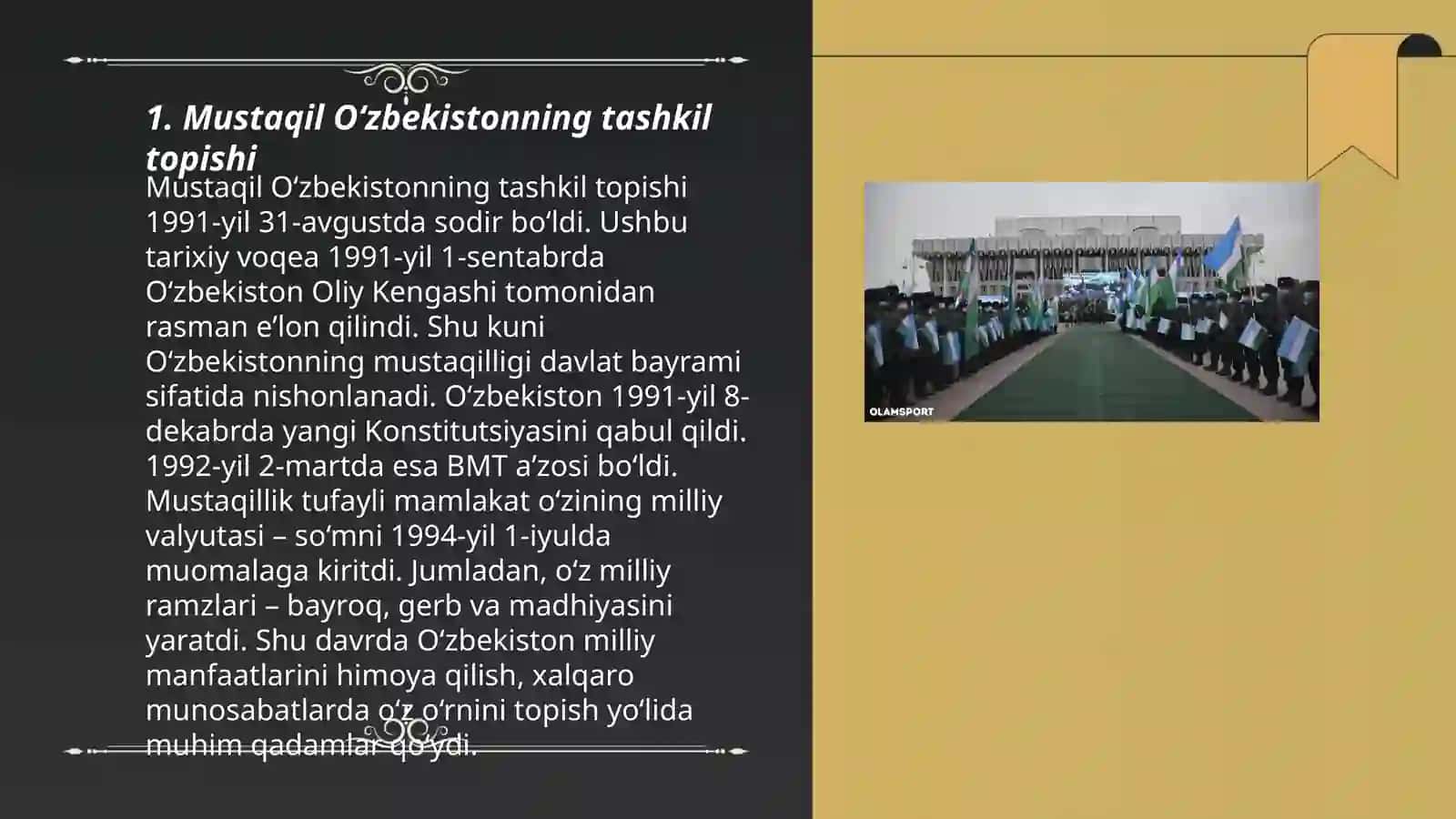 Mustaqil Oʻzbekistonning tashkil topishi 3