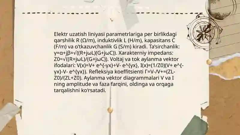Elektr uzatish liniyalari parametrlarining aylanma vektor diagrammalari 3