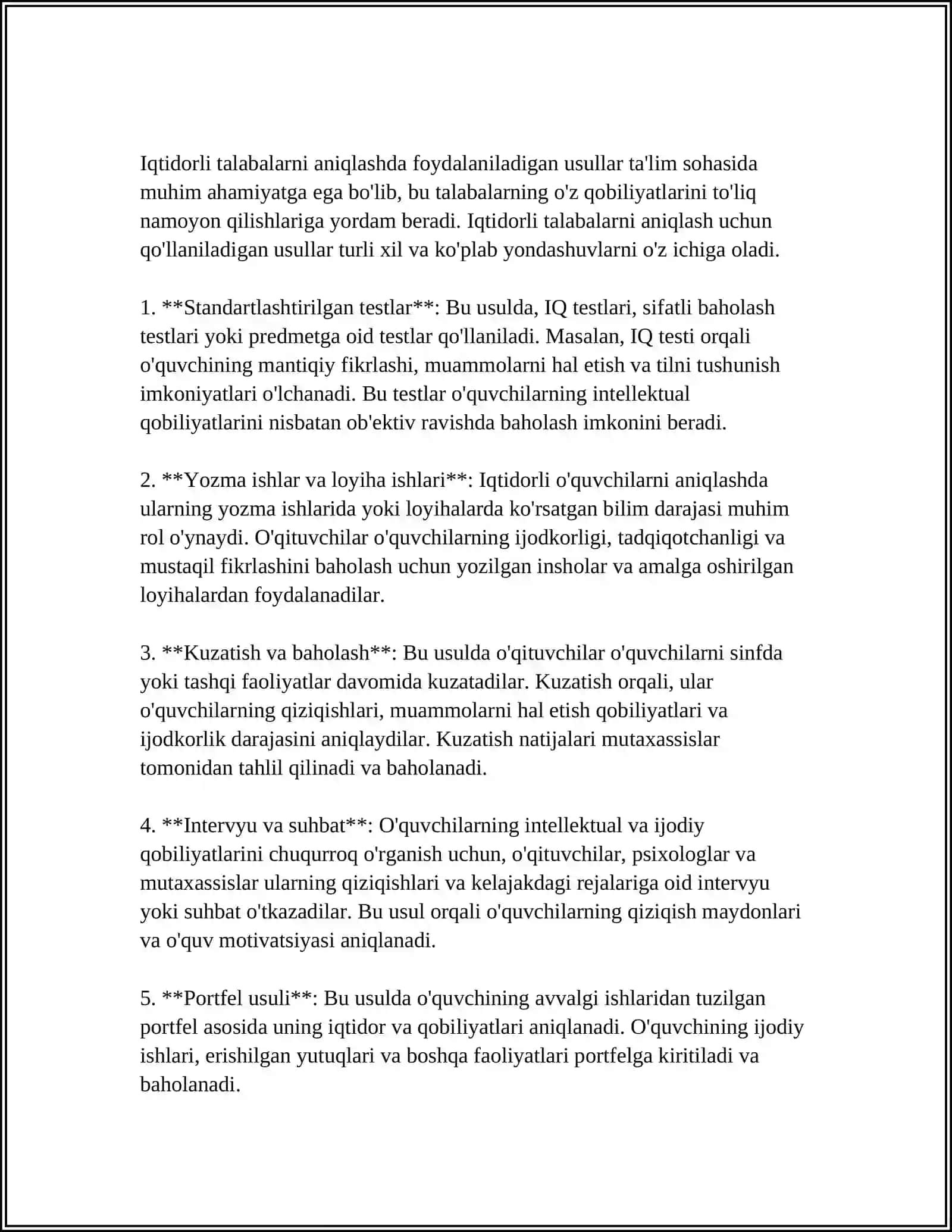 IQTIDORLI TALABALARNI TANLASH VA ULAR BILAN ISHLASHNI TASHKIL QILISH 3