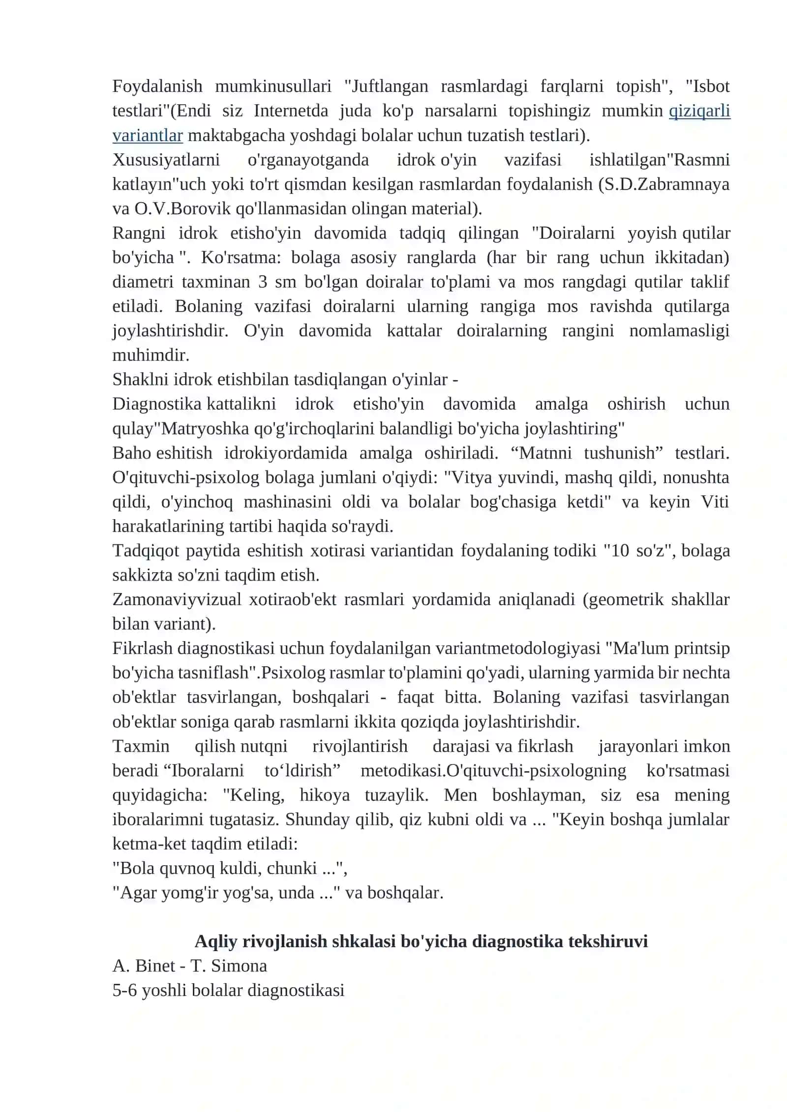 Stenfordning o'ziga xos binet shkalasi. So'rov natijalarini baholash 3