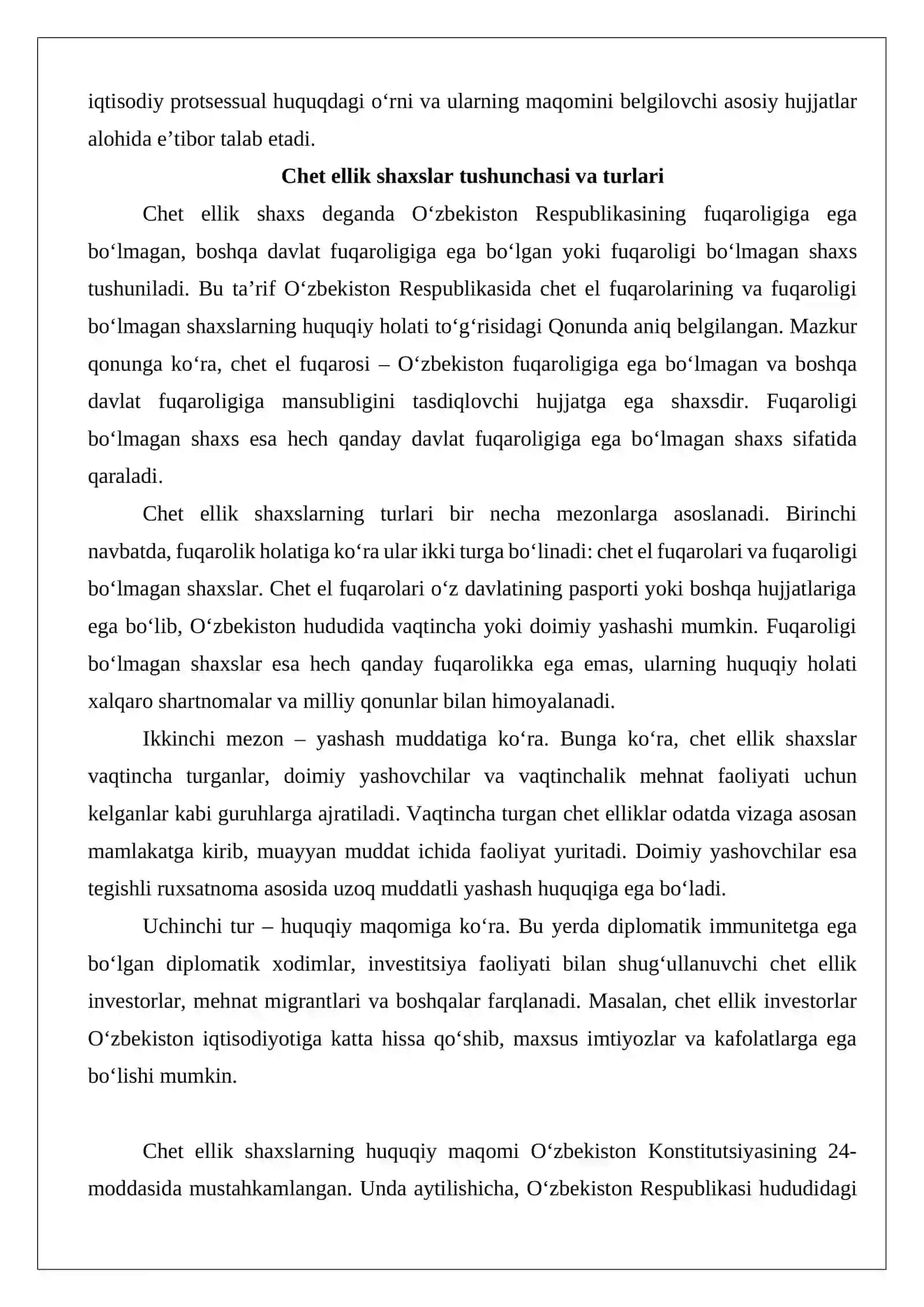 Chet ellik shaxslar tushunchasi, ularning huquqiy maqomi 3