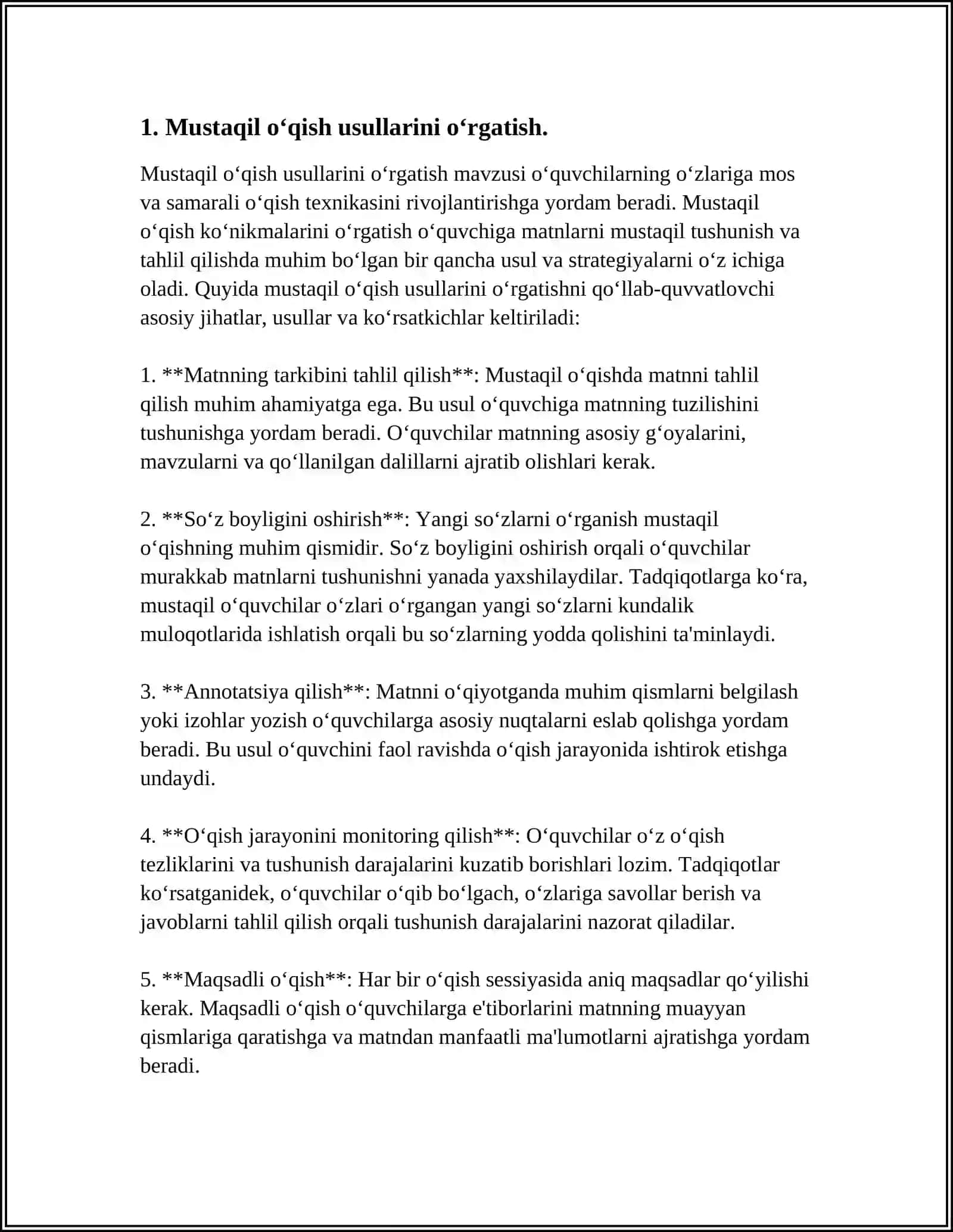 BIOLOGIYANI OʻQITISHDA OʻQUVCHILARNING MUSTAQIL VA IJODIY FIKR YURITISH KOʻNIKMALARINI TARKIB TOPTIRISH YOLLARI 3