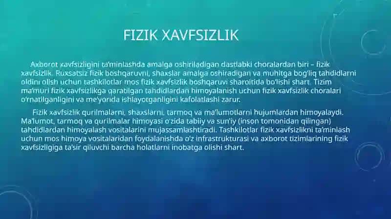 Fizik xavfsizlik choralari bilan fizik tahdidlardan himoya qilish 3