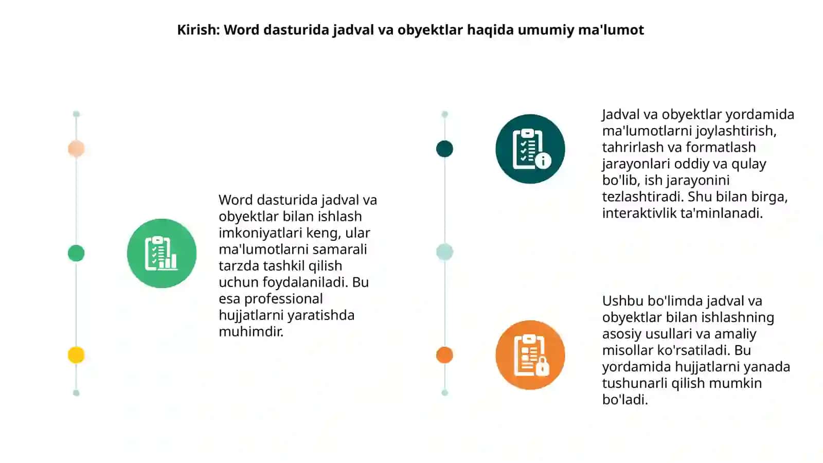 WORD DASTURIDA JADVALLAR VA OB'EKTLAR BILAN ISHLASH 3