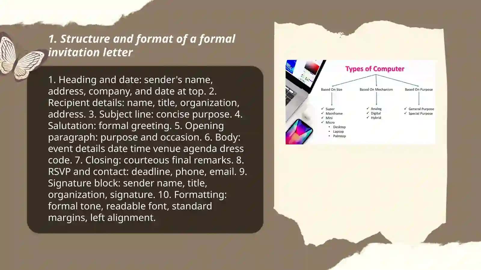 Invitation letter and types of computers 3