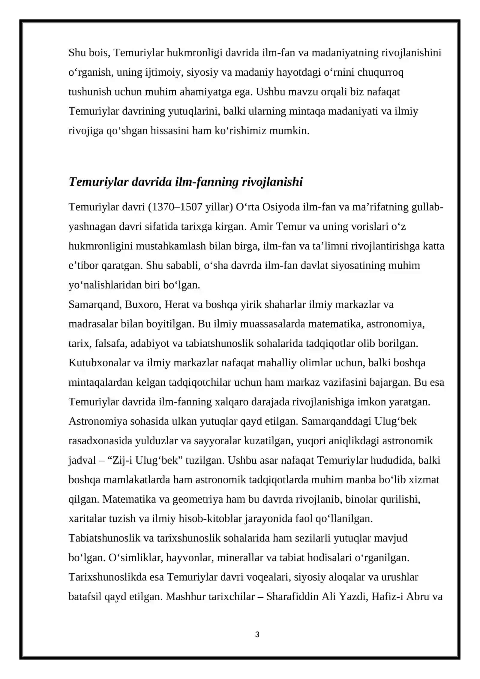 Temuriylar hukmronligi davrida ilm-fan va madaniyat taraqqiyoti 3